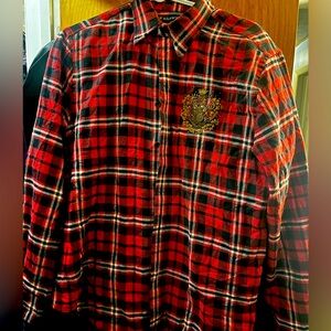 Ralph Lauren ladies blue label flannel with embossed emblem